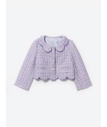 Self Portrait Girls Boucle Jacket in Purple est présent 