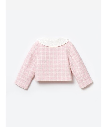 Self Portrait Girls Check Boucle Jacket in Pink En savoir plus