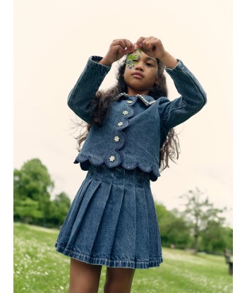 Self Portrait Girls Denim Mini Skirt in Blue de France