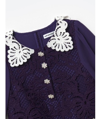 Self Portrait Girls Lace Mini Dress in Navy Le MVP de beaucoup