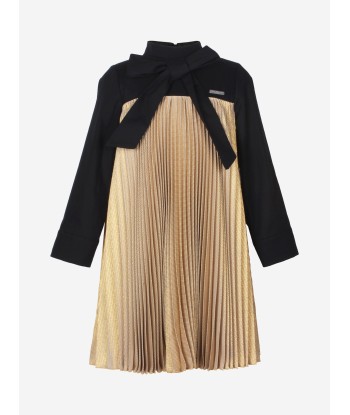 Jessie And James Girls Pleats Please Dress in Gold pas cheres