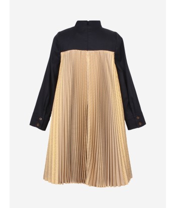 Jessie And James Girls Pleats Please Dress in Gold pas cheres