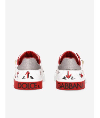 Dolce & Gabbana Girls Leather Tulip Trainers in White 2024