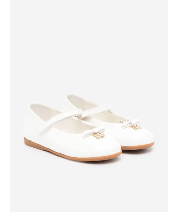 Dolce & Gabbana Girls Patent Leather Ballet Flats in White à prix réduit toute l'année