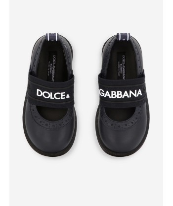 Dolce & Gabbana Girls Leather Brogue Mary Jane Shoes in Blue destockage