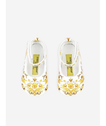 Dolce & Gabbana Baby Girls Leather Maiolica Pre-Walkers in Yellow Paris Déstockage Promo