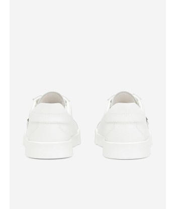 Dolce & Gabbana Boys Leather Portofino Trainers in White pas cher chine