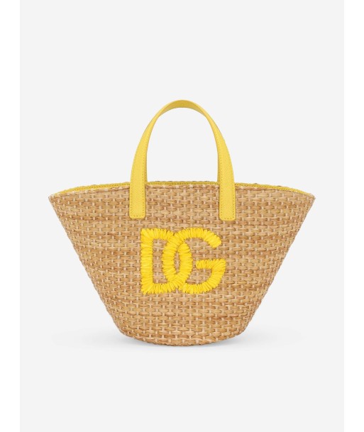 Dolce & Gabbana Girls Straw Tote Bag in Yellow (34cm) acheter en ligne