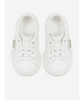 Dolce & Gabbana Boys Leather Portofino Trainers in White solde