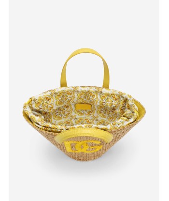 Dolce & Gabbana Girls Straw Tote Bag in Yellow (34cm) acheter en ligne