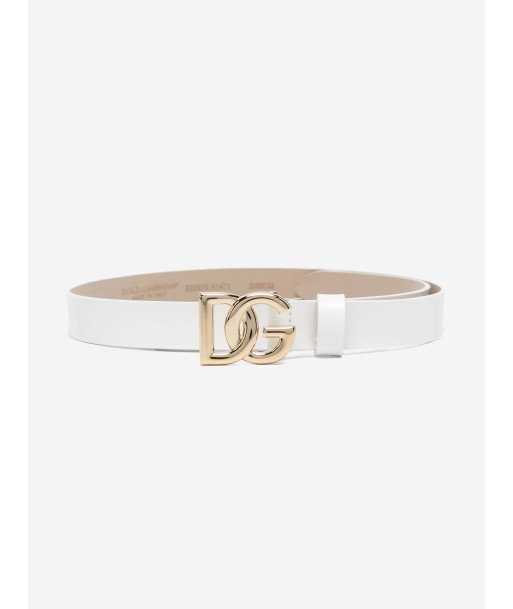 Dolce & Gabbana Girls Leather Logo Belt in White vente chaude votre 