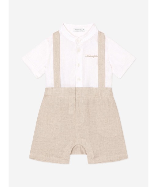 Dolce & Gabbana Baby Boys Linen Romper in Beige pas cheres