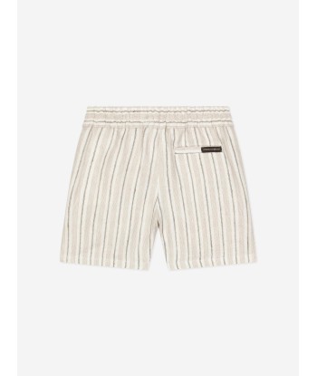 Dolce & Gabbana Baby Boys Striped Linen Shorts in Ivory livraison et retour toujours gratuits