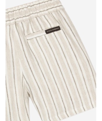 Dolce & Gabbana Baby Boys Striped Linen Shorts in Ivory livraison et retour toujours gratuits