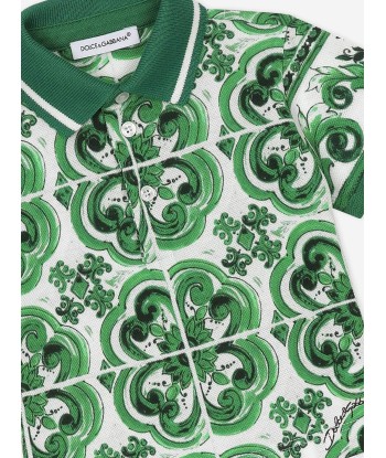 Dolce & Gabbana Baby Boys Maiolica Print Romper in Green Fin de série