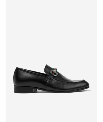 Andanines Boys Leather Loafers in Black Amélioration de cerveau avec