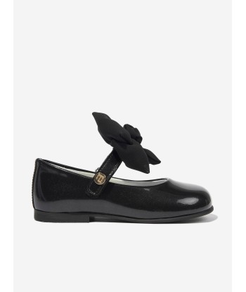 Andanines Girls Leather Mary Jane Bow Shoes in Black le concept de la Pate a emporter 