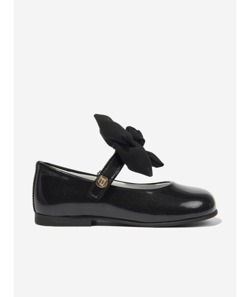 Andanines Girls Leather Mary Jane Bow Shoes in Black le concept de la Pate a emporter 