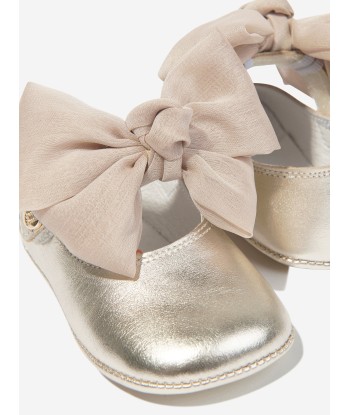 Andanines Baby Girls Leather Bow Shoes in Gold ouvre sa boutique