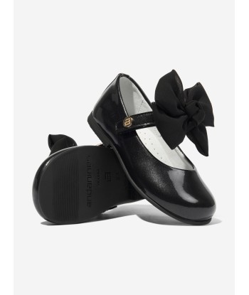 Andanines Girls Leather Mary Jane Bow Shoes in Black le concept de la Pate a emporter 