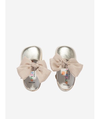 Andanines Baby Girls Leather Bow Shoes in Gold ouvre sa boutique