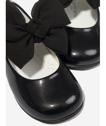 Andanines Girls Leather Mary Jane Bow Shoes in Black le concept de la Pate a emporter 