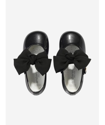 Andanines Girls Leather Mary Jane Bow Shoes in Black le concept de la Pate a emporter 