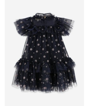 Angels Face Girls Georgette Glitter Star Dress in Navy prix