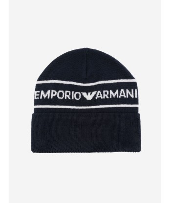 Emporio Armani Boys Logo Beanie Hat in Navy JUSQU'A -70%! 