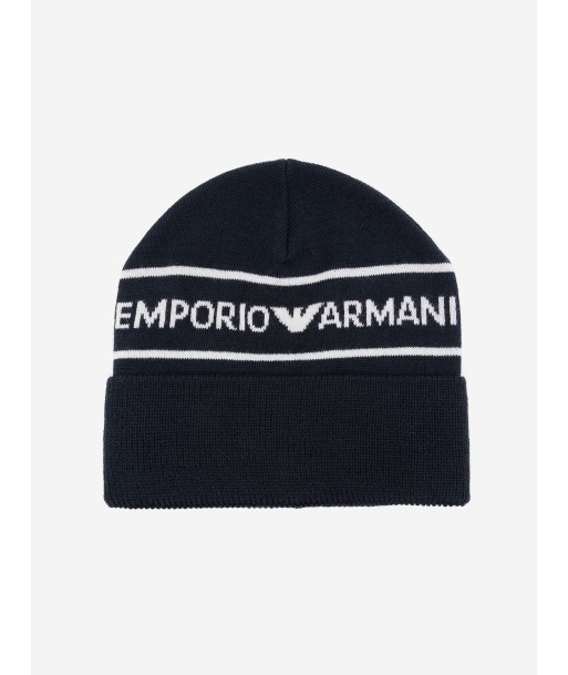 Emporio Armani Boys Logo Beanie Hat in Navy JUSQU'A -70%! 