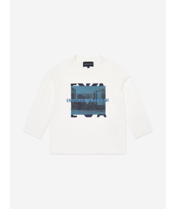 Emporio Armani Boys Long Sleeve T-Shirt in White meilleur choix