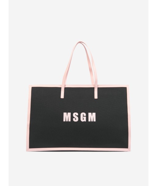 MSGM Girls Canvas Tote Bag in Black est présent 