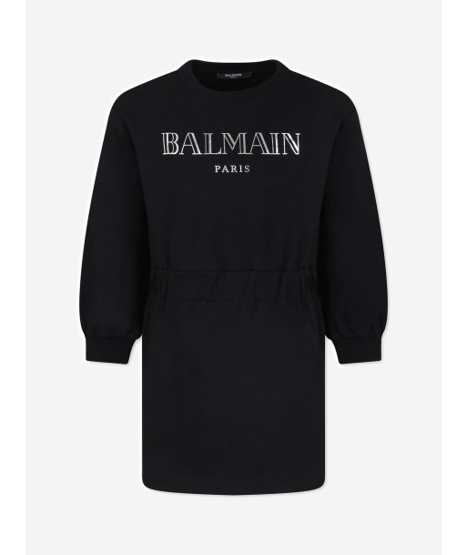 Balmain Girls Logo Sweater Dress in Black Livraison rapide