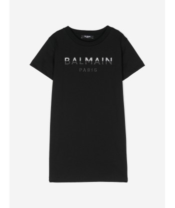 Balmain Girls Paris Logo Jersey Dress in Black Comment ça marche