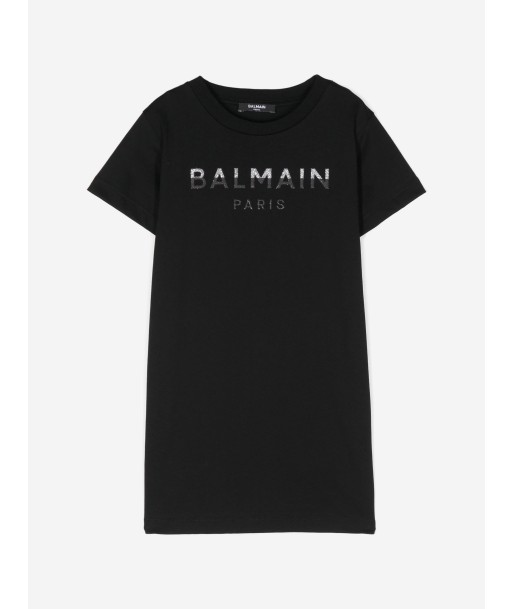 Balmain Girls Paris Logo Jersey Dress in Black Comment ça marche