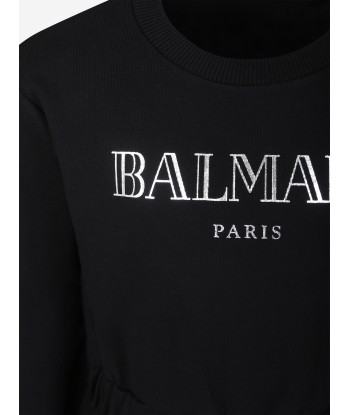 Balmain Girls Logo Sweater Dress in Black Livraison rapide