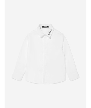 Balmain Boys Logo Collar Shirt in White france