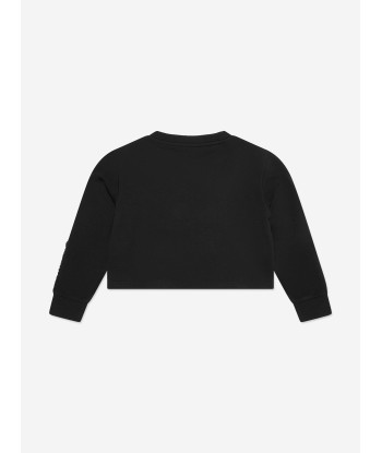 Balmain Girls Fringed Sweatshirt in Black de France