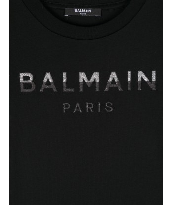 Balmain Girls Paris Logo Jersey Dress in Black Comment ça marche