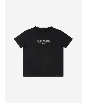 Balmain Baby Paris Logo T-Shirt in Black Le MVP de beaucoup