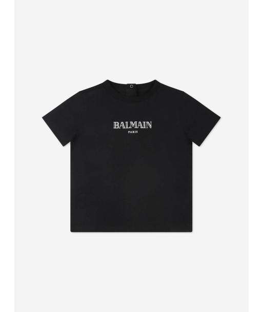 Balmain Baby Paris Logo T-Shirt in Black Le MVP de beaucoup