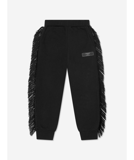 Balmain Girls Fringed Logo Joggers in Black Les êtres humains sont 