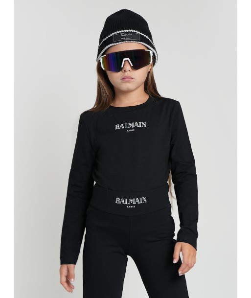 Balmain Girls Logo Bodysuit in Black Jusqu'à 80% De Réduction