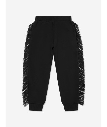 Balmain Girls Fringed Logo Joggers in Black Les êtres humains sont 