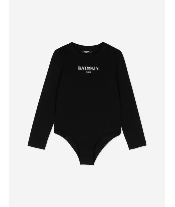 Balmain Girls Logo Bodysuit in Black Jusqu'à 80% De Réduction