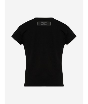 Balmain Girls Fringed T-Shirt in Black outlet