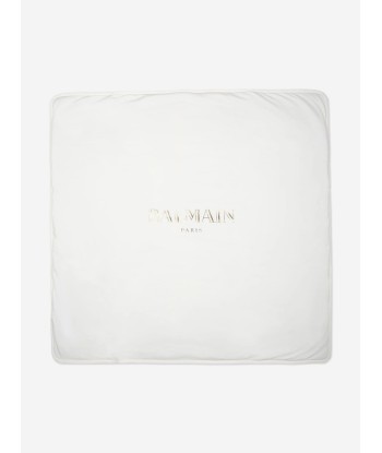 Balmain Baby Paris Logo Blanket in Ivory 2023