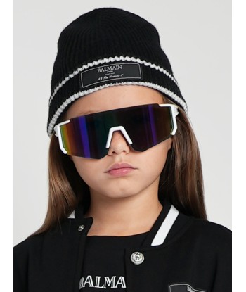 Balmain Kids Knitted Beanie Hat in Black le des métaux précieux