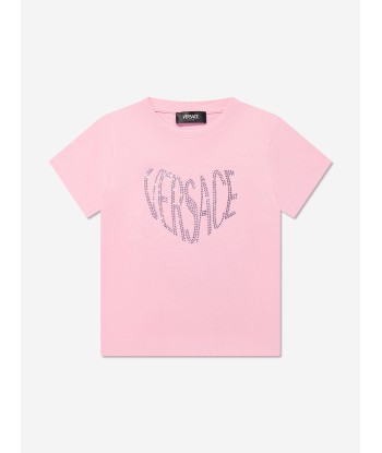 Versace Girls Diamante Logo T-Shirt in Pink 2 - 3 jours ouvrés.