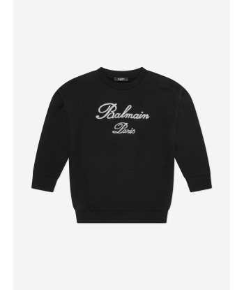 Balmain Girls Paris Logo Sweatshirt in Black pas cheres